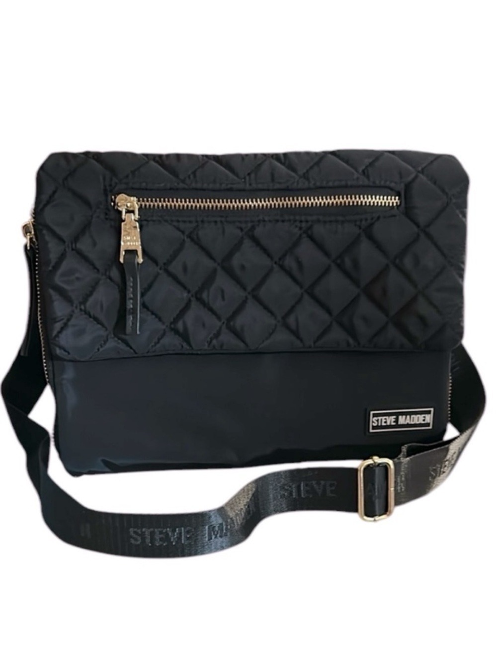 Steve Madden Jodie Crossbody Bag with Quilted Flap In Black